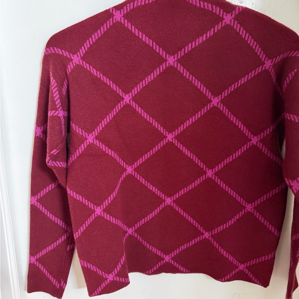Tahari Red And Pink Diamond Sweater View 2